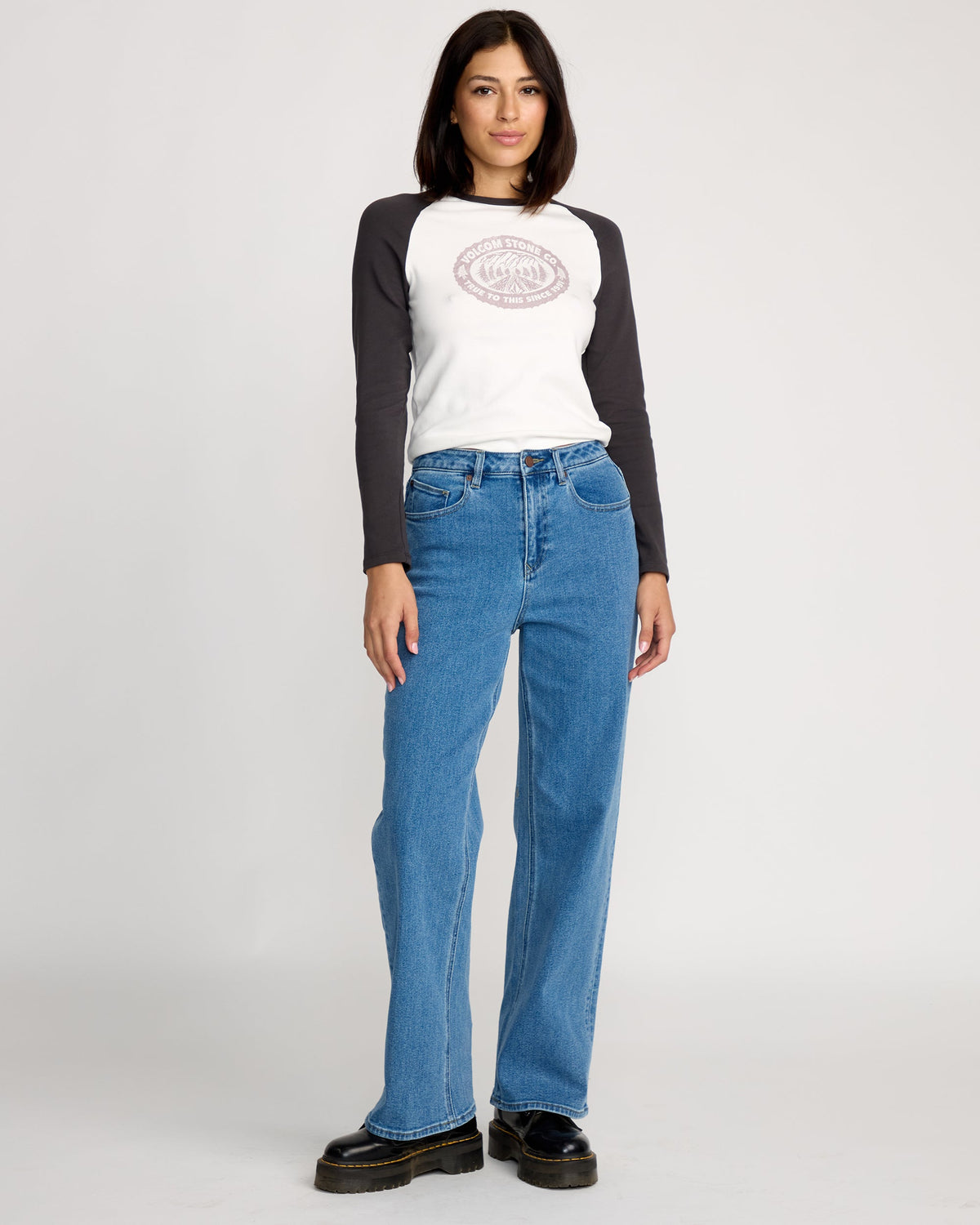 Women's Stoned Boyfriend High Rise Jeans Deep River Blues - Volcom