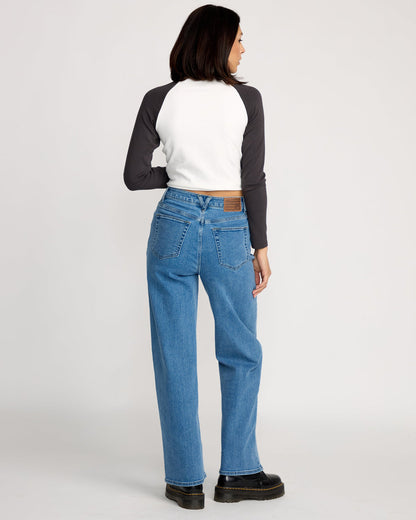 Women's Stoned Boyfriend High Rise Jeans Deep River Blues - Volcom