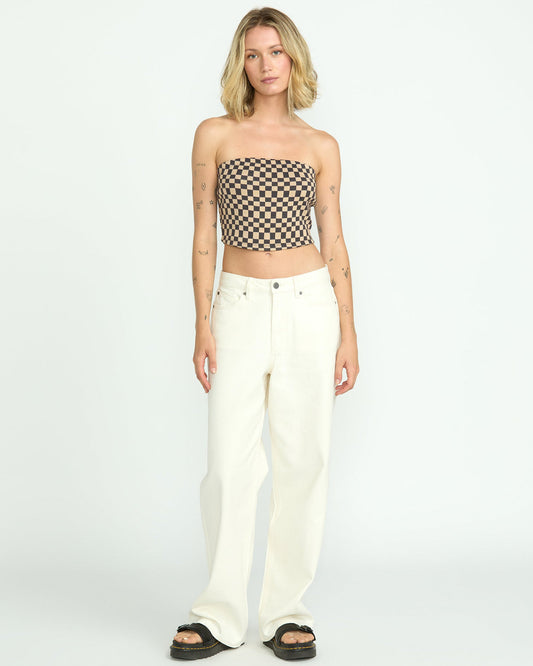 Women's Stoned Boyfriend High Rise Jeans Star White - Volcom