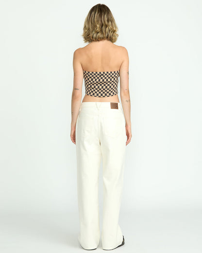 Women's Stoned Boyfriend High Rise Jeans Star White - Volcom