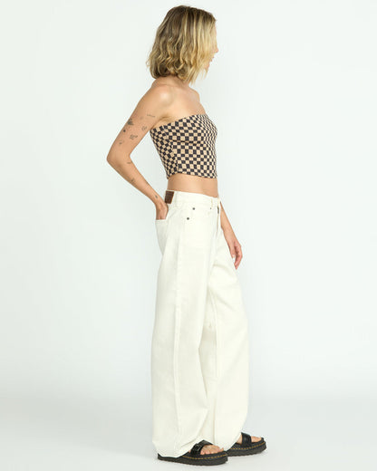 Women's Stoned Boyfriend High Rise Jeans Star White - Volcom
