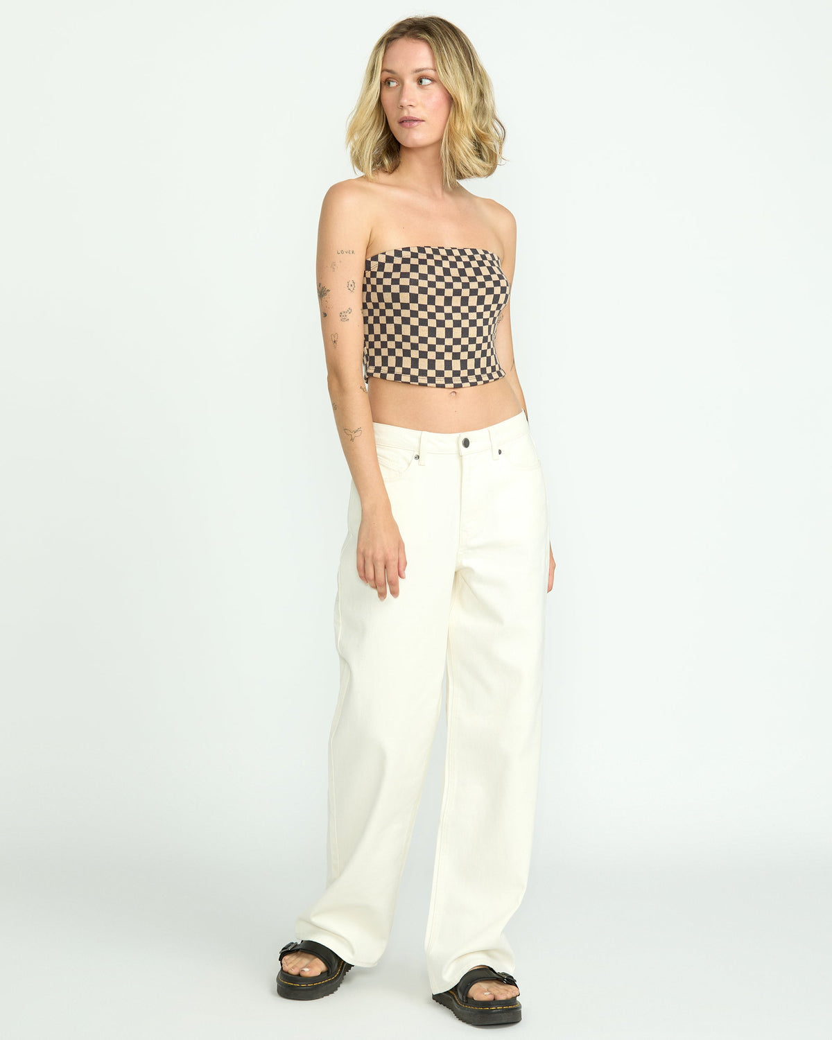Women's Stoned Boyfriend High Rise Jeans Star White - Volcom