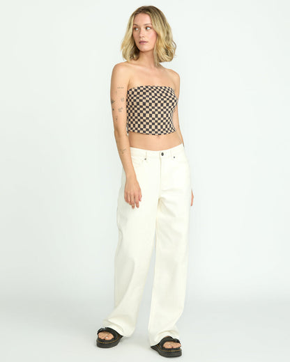 Women's Stoned Boyfriend High Rise Jeans Star White - Volcom