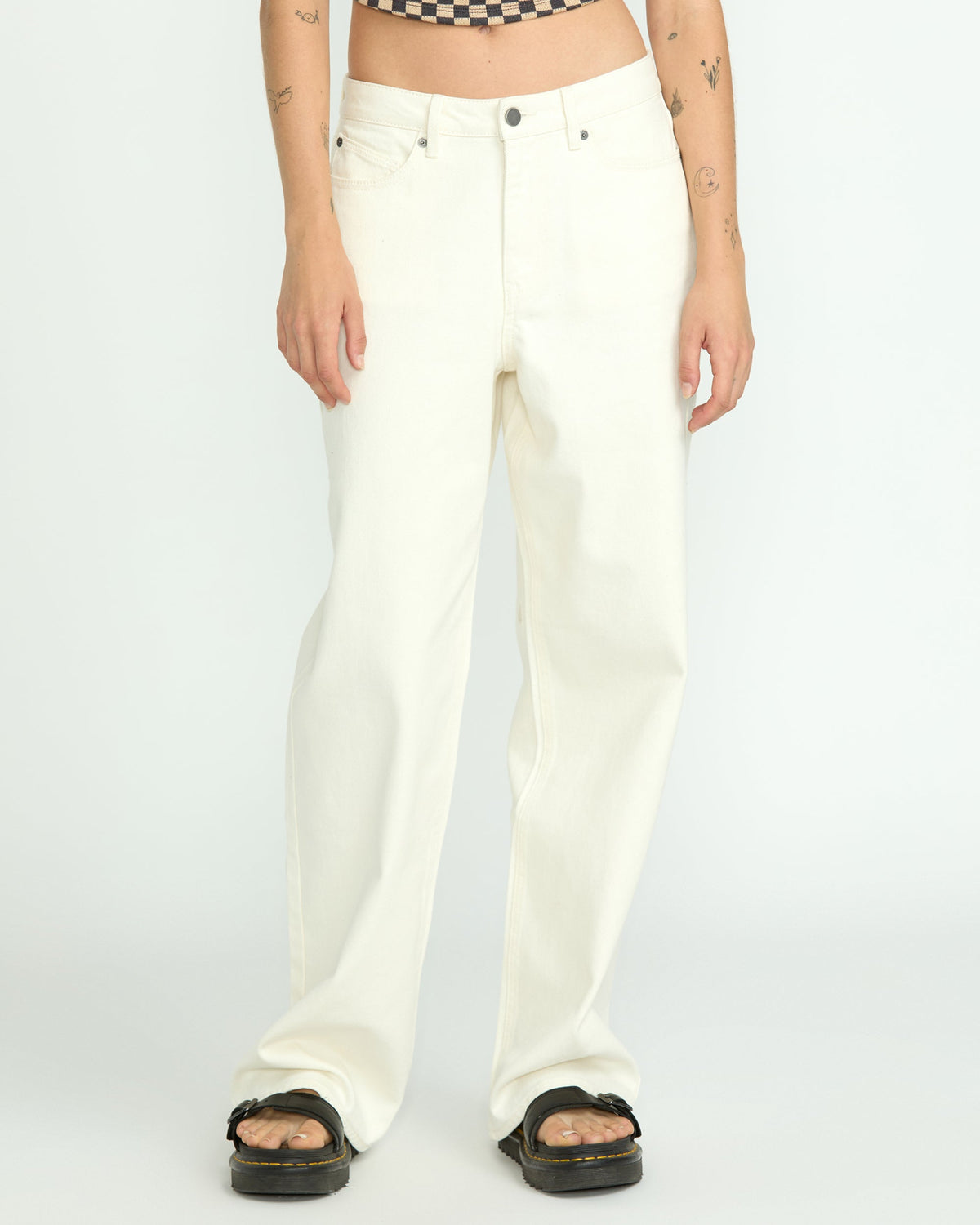 Women's Stoned Boyfriend High Rise Jeans Star White - Volcom