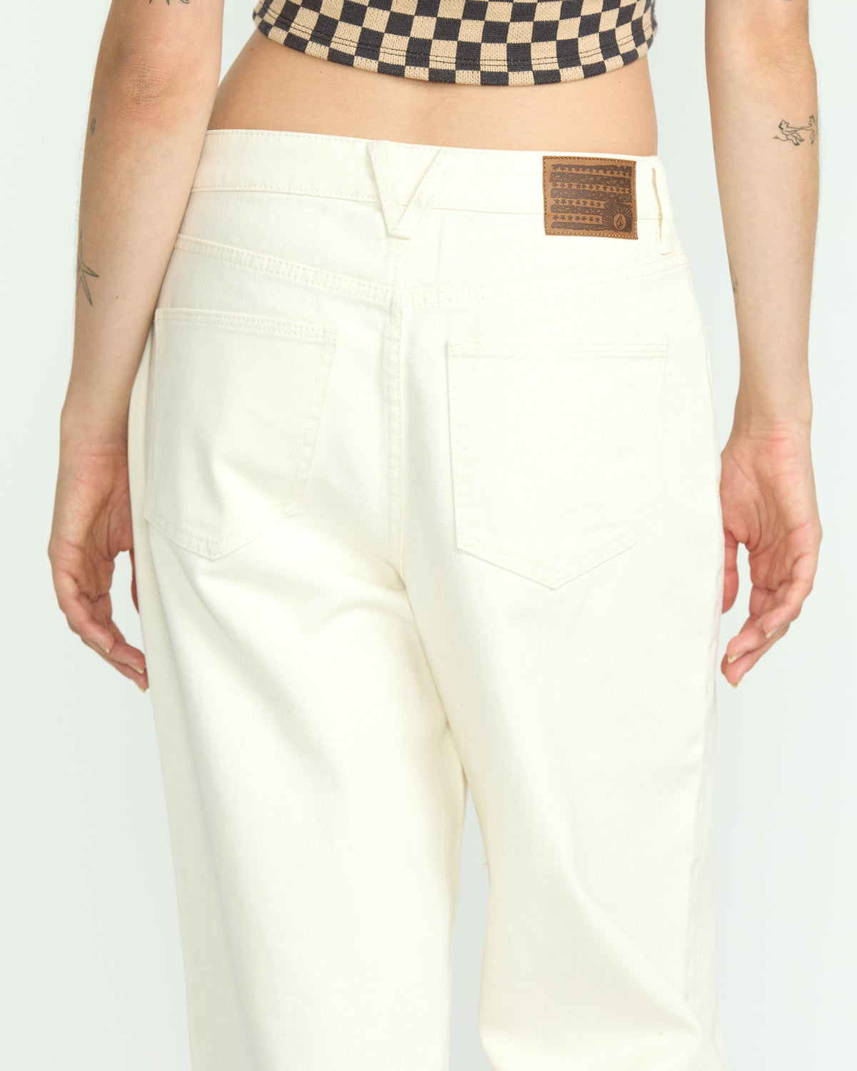 Women's Stoned Boyfriend High Rise Jeans Star White - Volcom