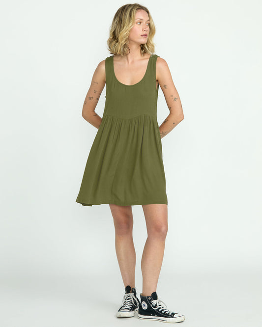 Women's Lived In Baddie Dress Light Army - Volcom