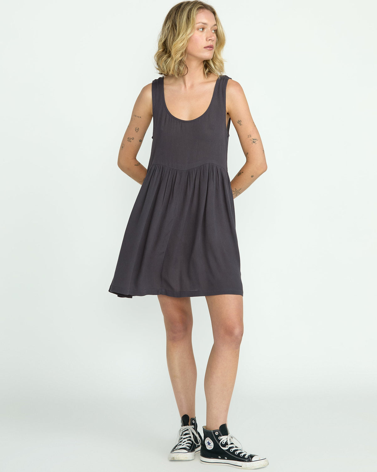Women's Lived In Baddie Dress Vintage Black - Volcom
