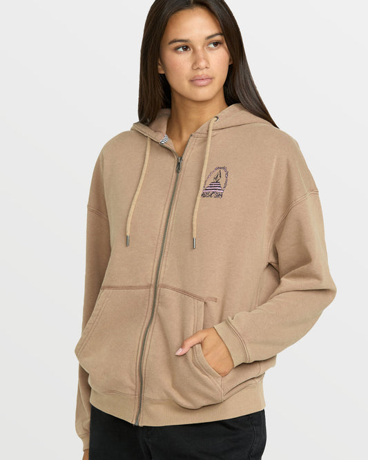 Women's Stone Art Up Zip Sweatshirt Hazelnut - Volcom