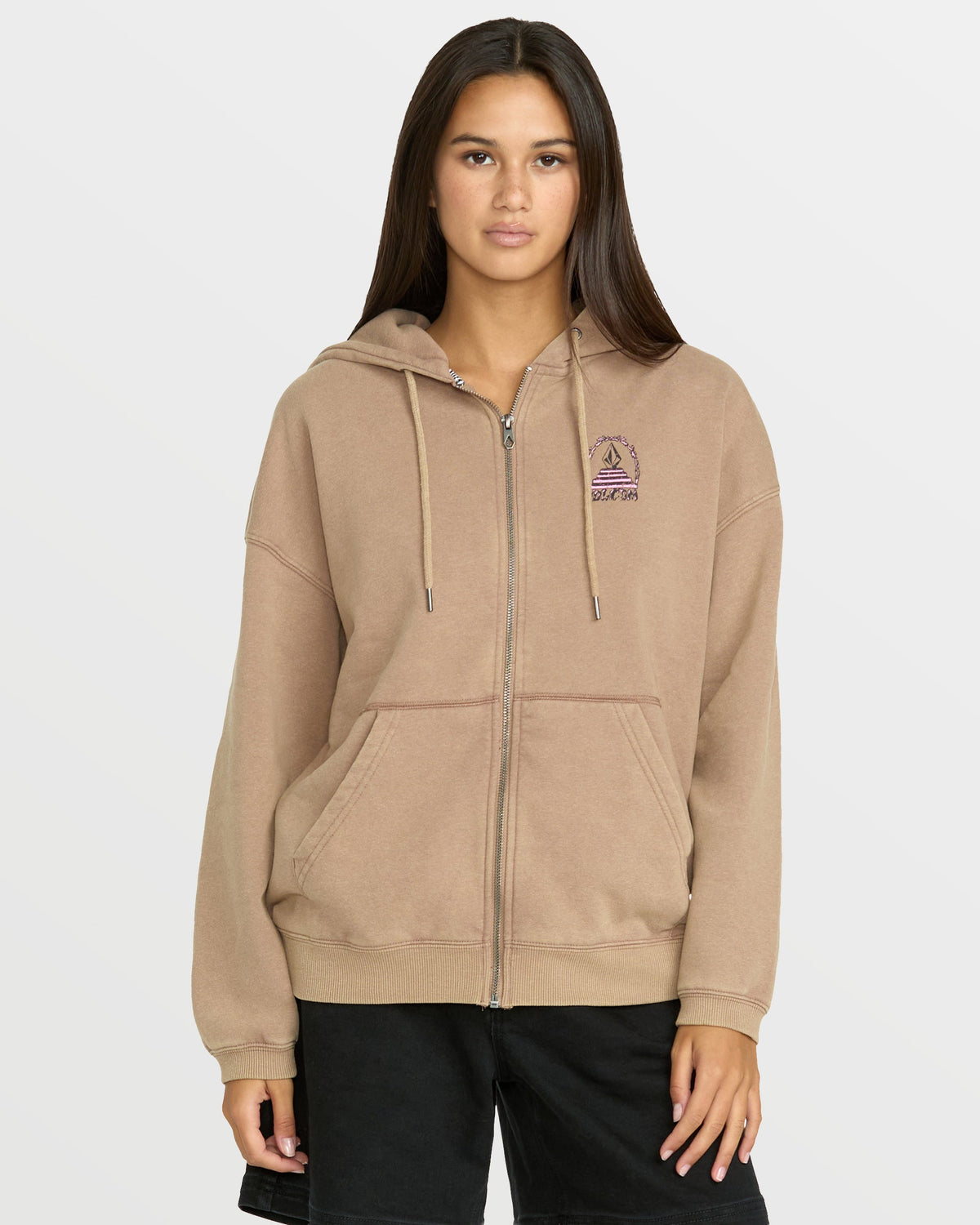 Women's Stone Art Up Zip Sweatshirt Hazelnut - Volcom