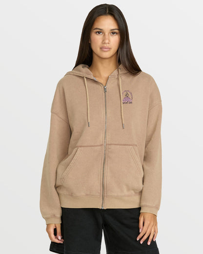 Women's Stone Art Up Zip Sweatshirt Hazelnut - Volcom