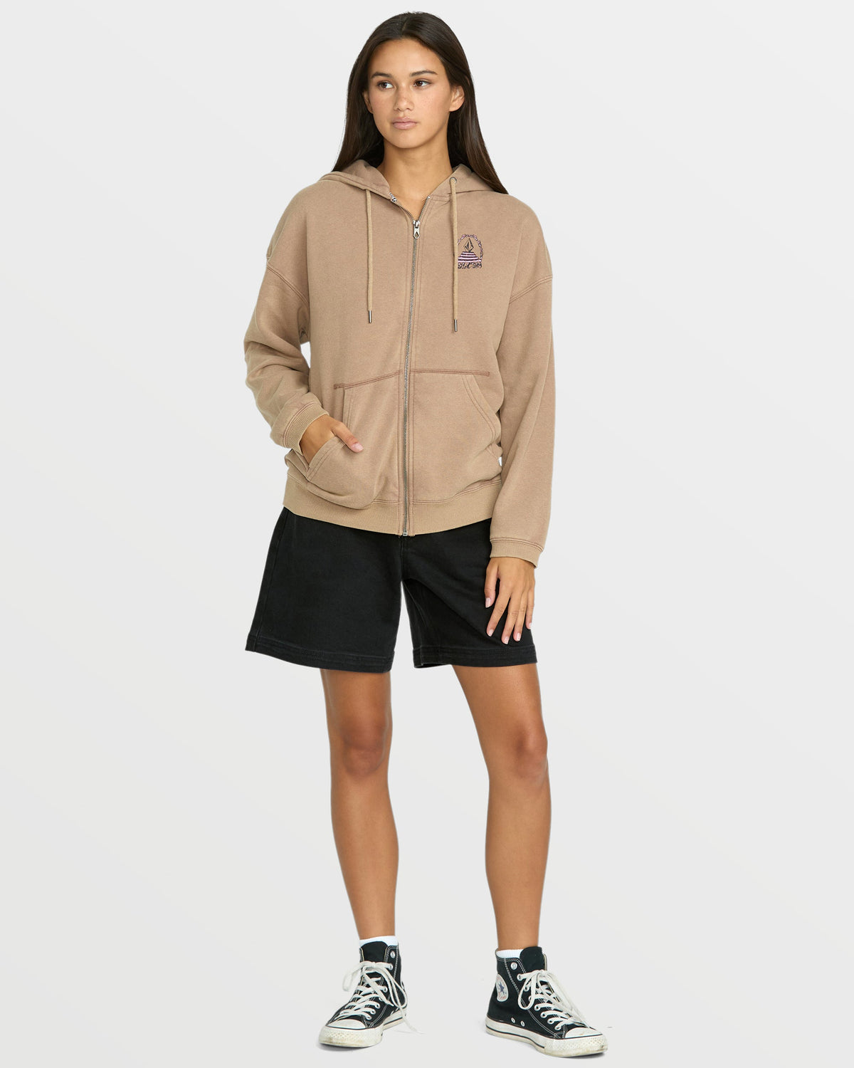 Women's Stone Art Up Zip Sweatshirt Hazelnut - Volcom
