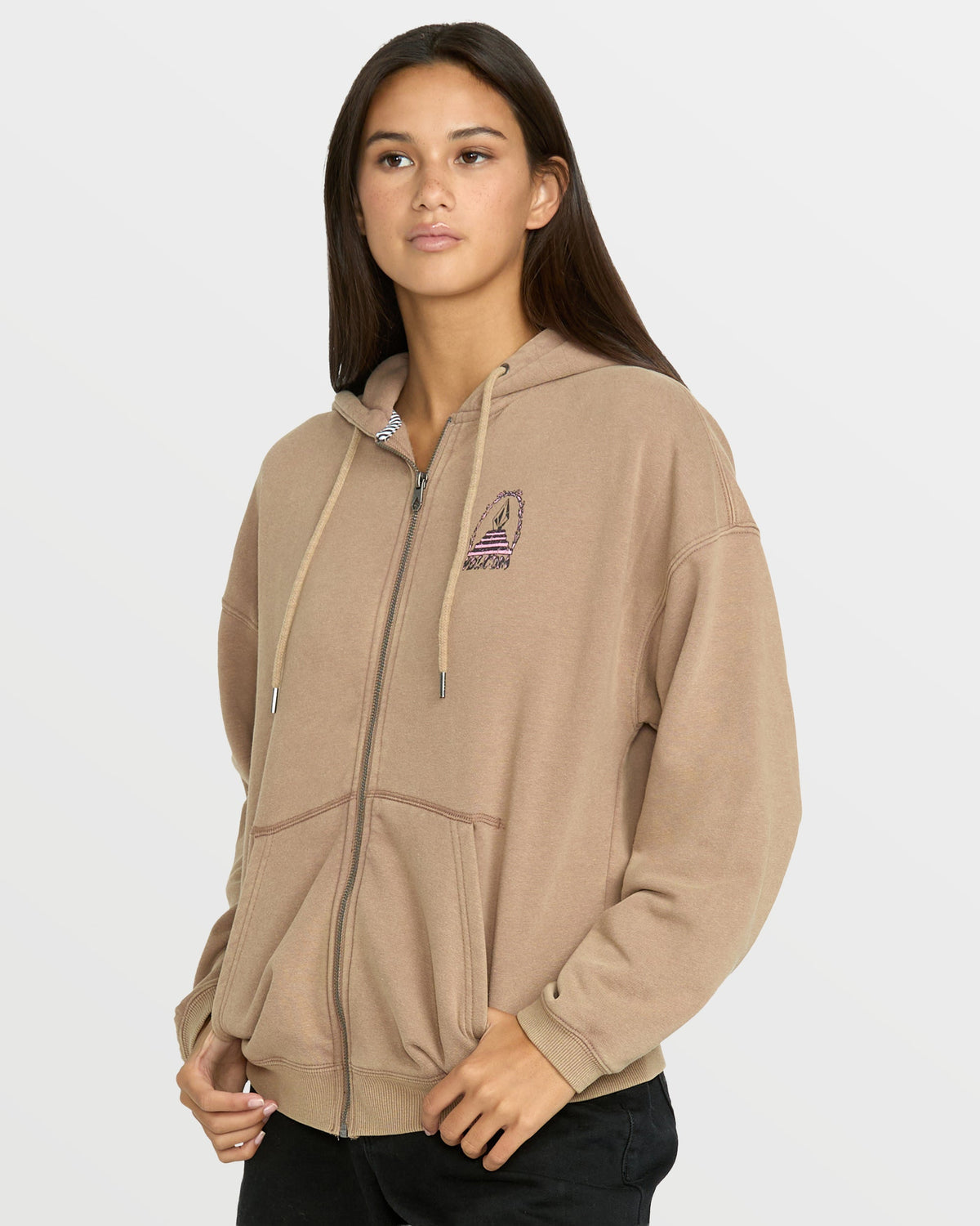 Women's Stone Art Up Zip Sweatshirt Hazelnut - Volcom