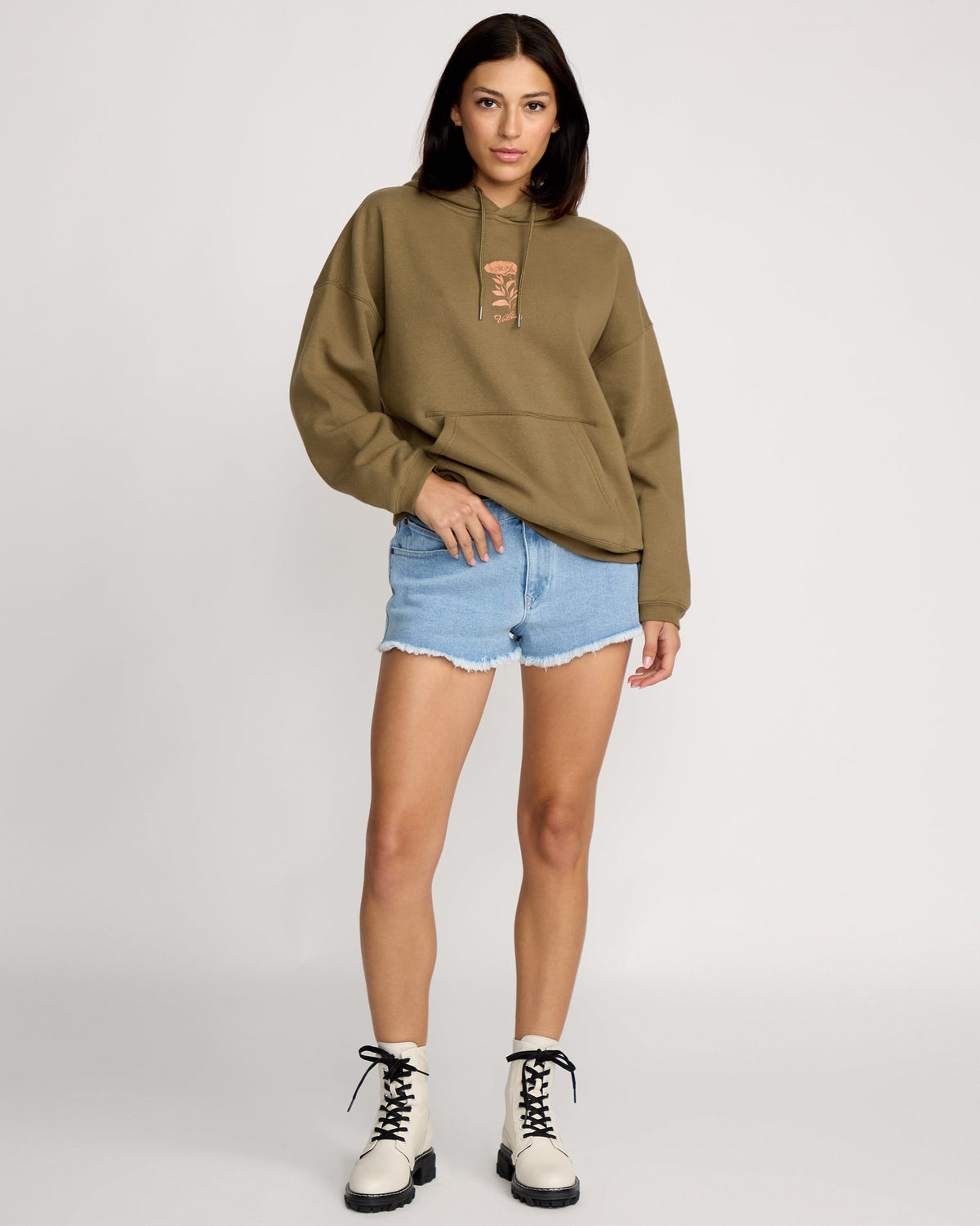 Women's Stone Art Up Hoodie Olive Green - Volcom