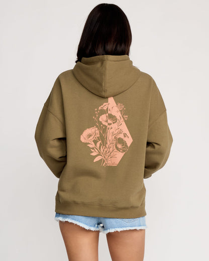 Women's Stone Art Up Hoodie Olive Green - Volcom