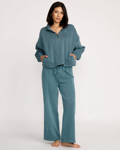 Women's Stone Soft Quarter Zip Pullover Emerald Green - Volcom