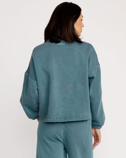 Women's Stone Soft Quarter Zip Pullover Emerald Green - Volcom