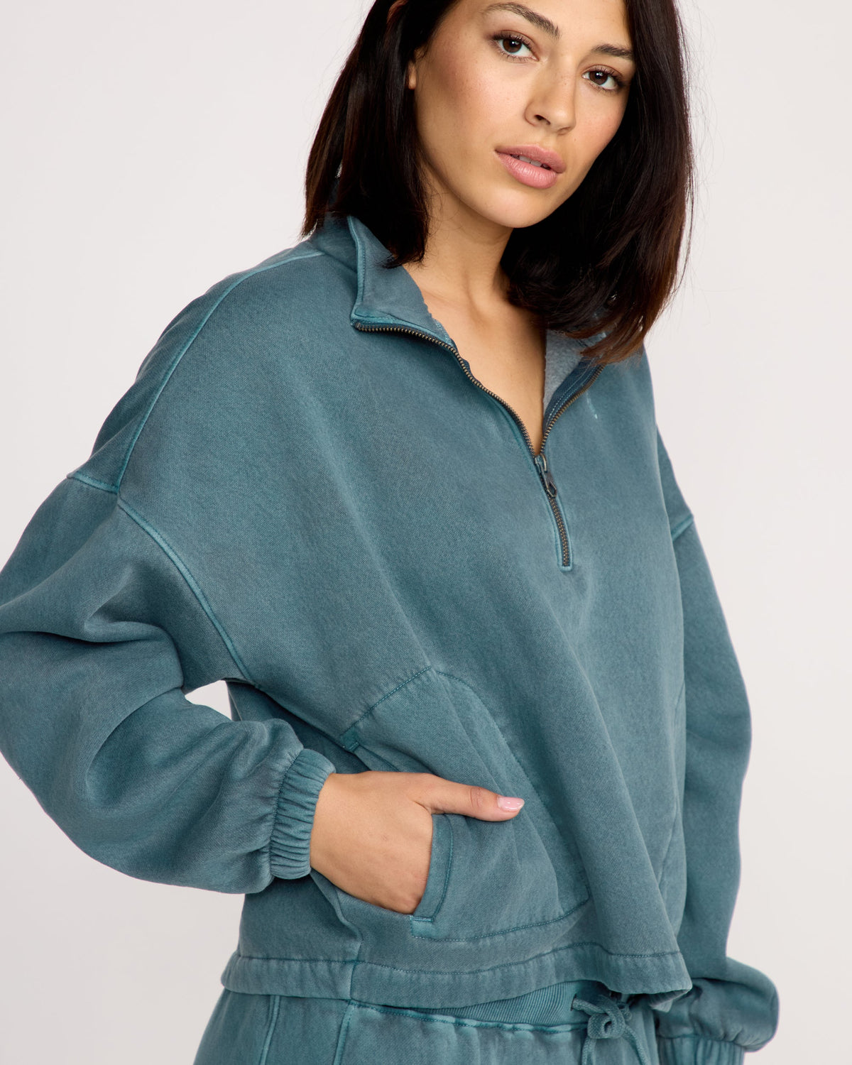 Women's Stone Soft Quarter Zip Pullover Emerald Green - Volcom