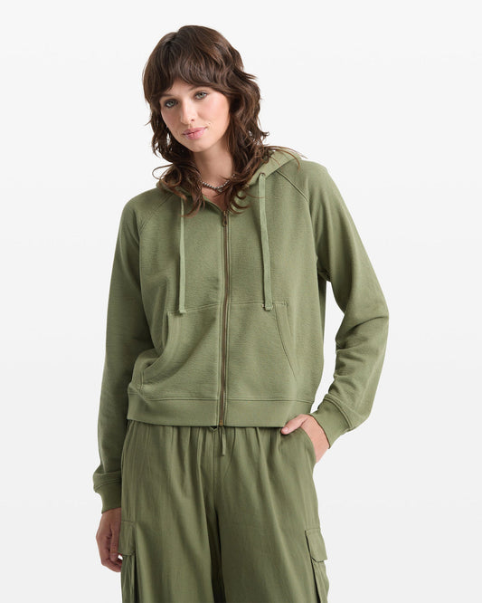 Women's Lived In Fleece Zip Sweatshirt Moss Stone - Volcom