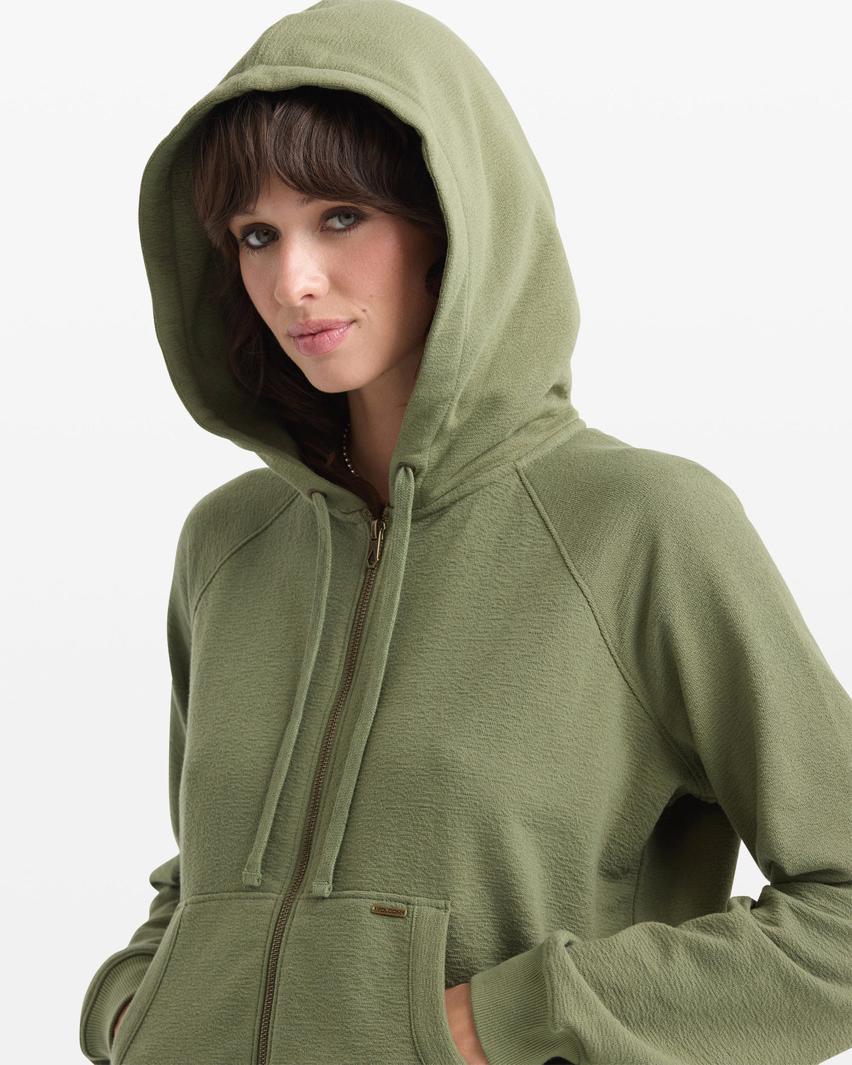 Women's Lived In Fleece Zip Sweatshirt Moss Stone - Volcom