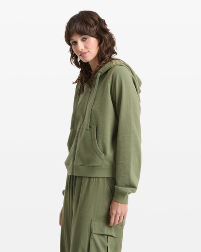 Women's Lived In Fleece Zip Sweatshirt Moss Stone - Volcom