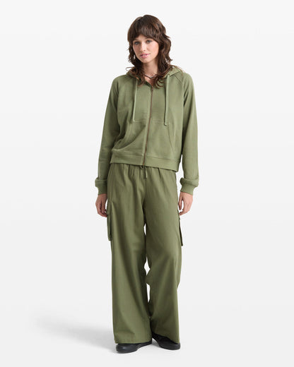 Women's Lived In Fleece Zip Sweatshirt Moss Stone - Volcom