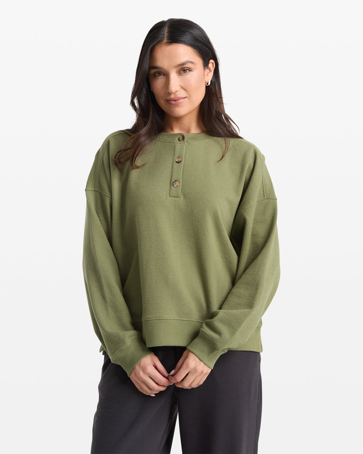 Women's Lived In Fleece Henley Moss Stone - Volcom