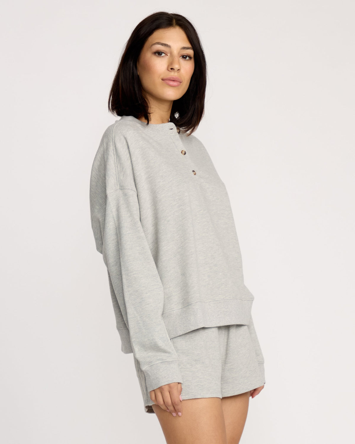 Women's Lived In Fleece Henley Heather Grey - Volcom