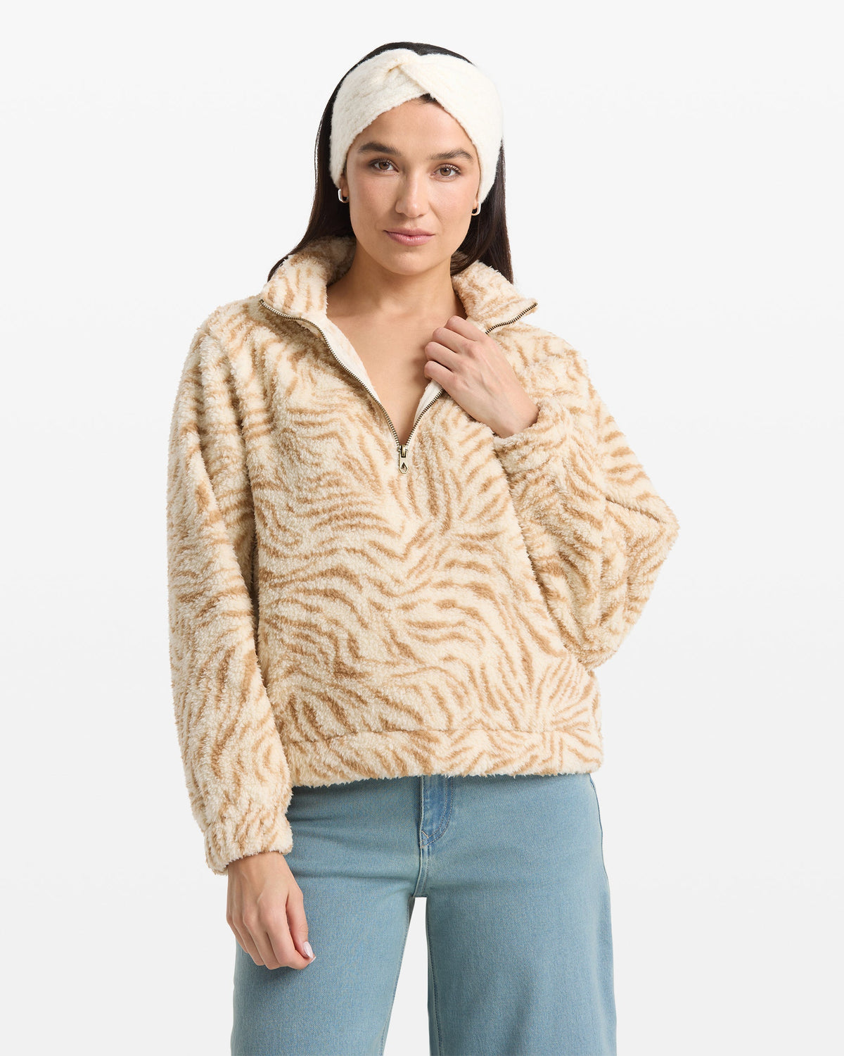 Women's Halfstone Zip Sweatshirt Vintage White - Volcom