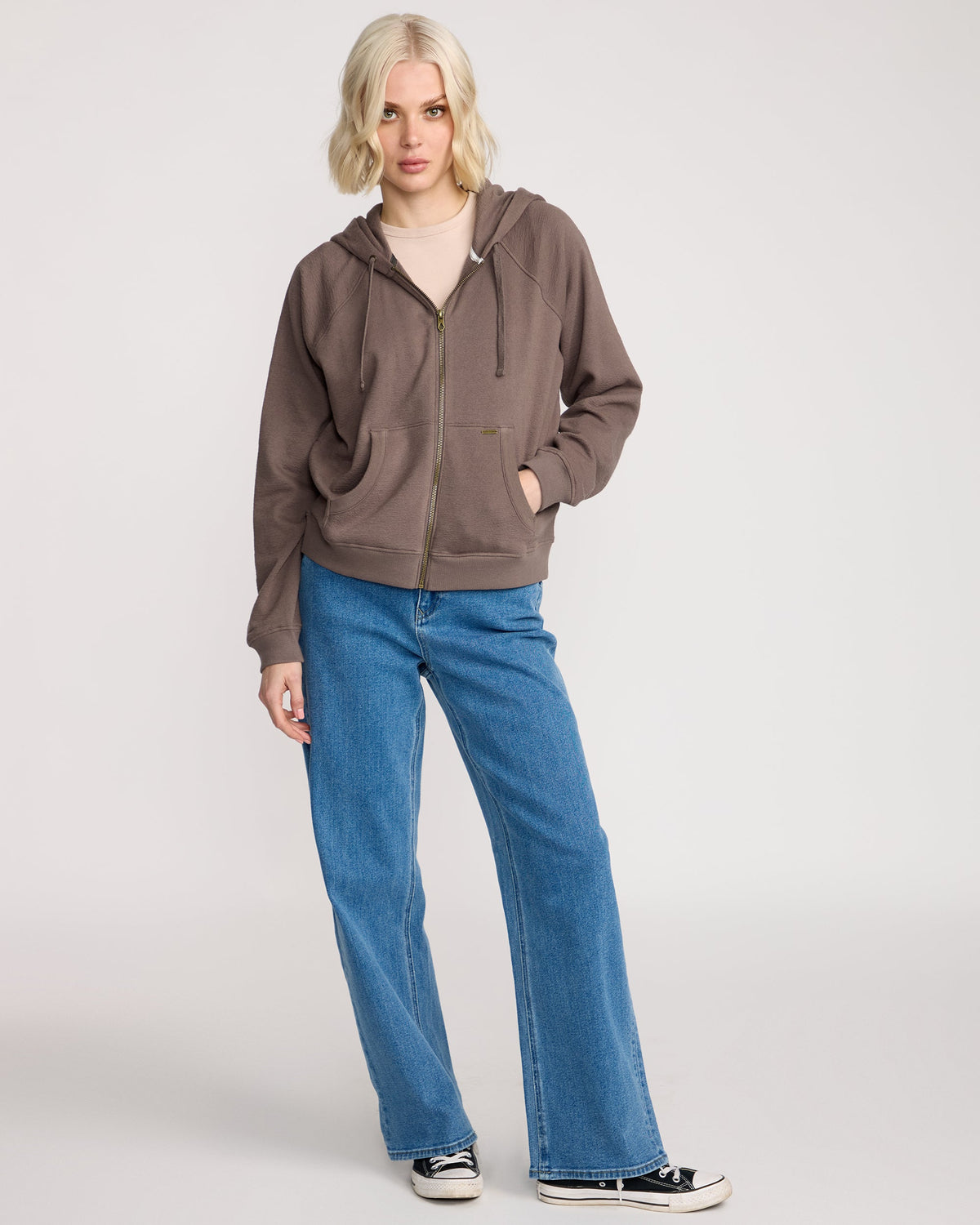 Women's Lived In Fleece Zip Black Plum - Volcom