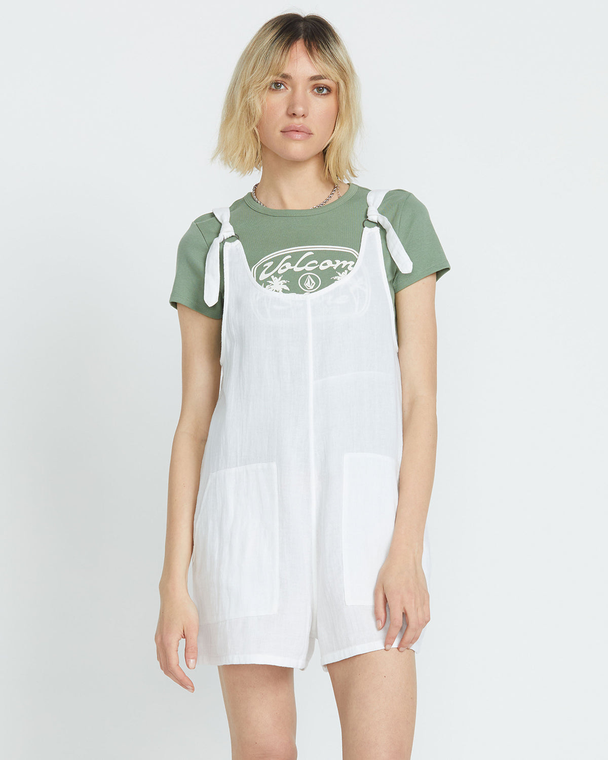 Women's Lil Tie Strap Romper White - Volcom