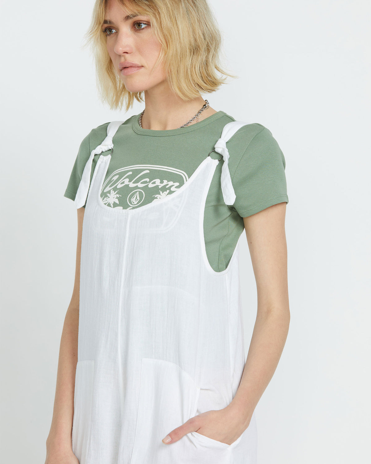 Women's Lil Tie Strap Romper White - Volcom