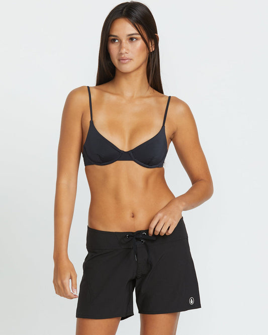 Women's Simply Solid Front-Tie Boardshorts Black - Volcom