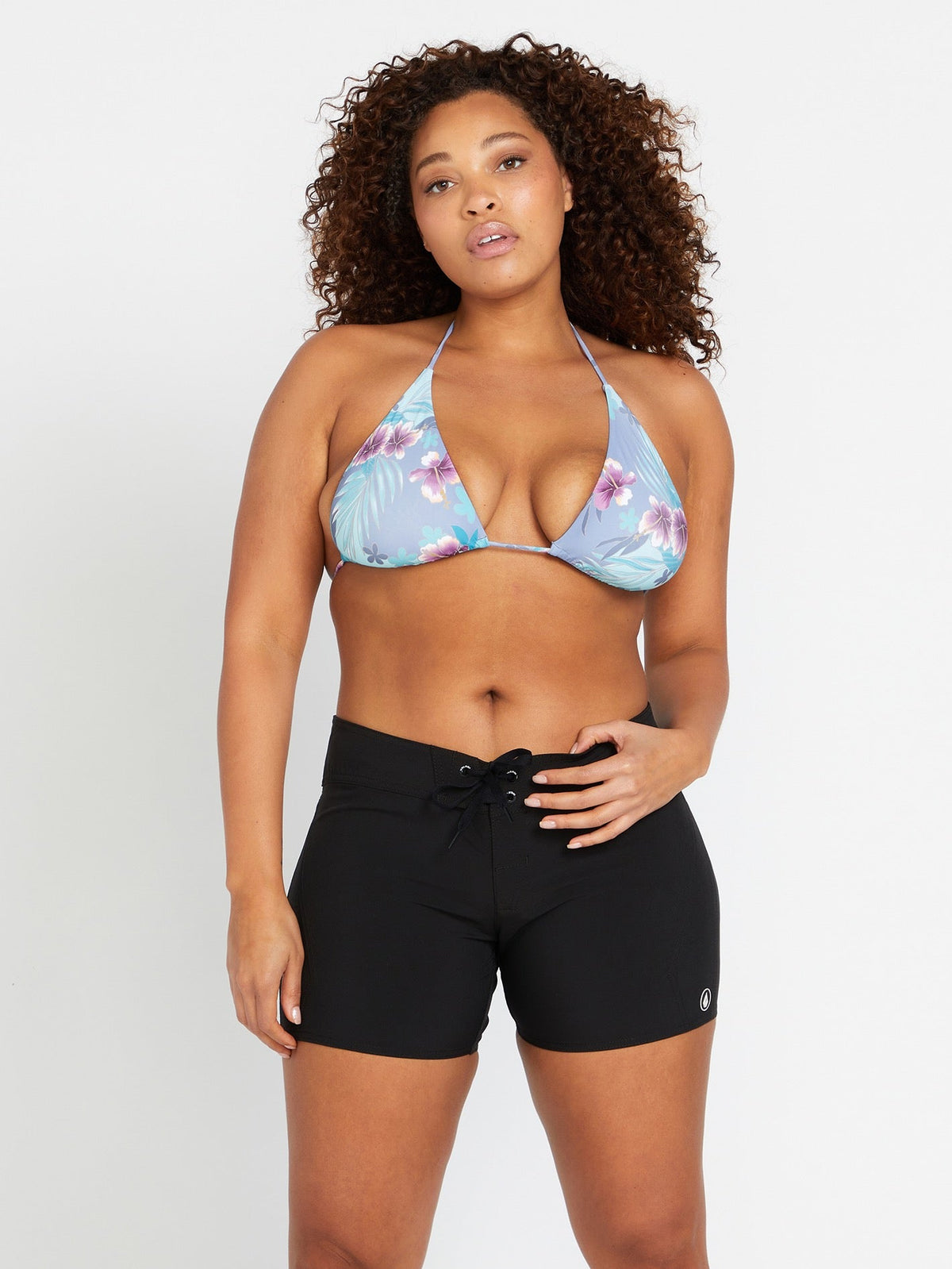 Women's Simply Solid Front-Tie Boardshorts Black - Volcom