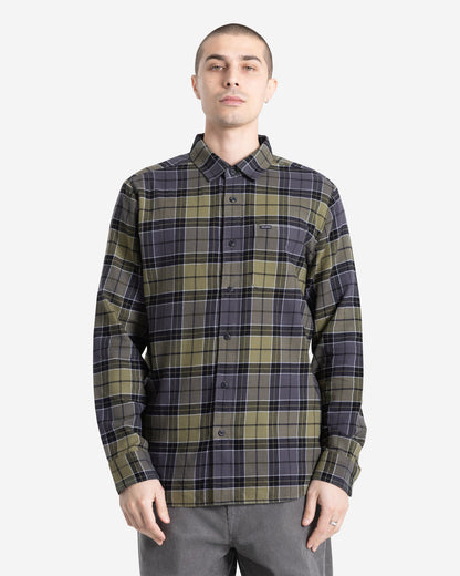 Men's Caden Plaid Long Sleeve Shirt Dark Olive - Volcom