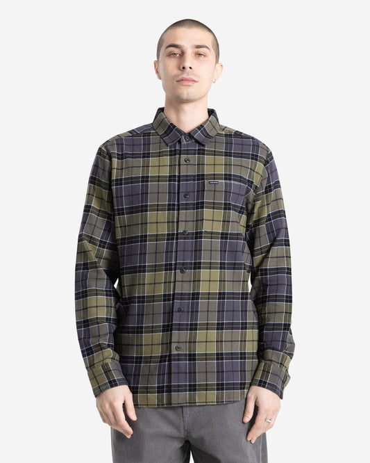 Men's Caden Plaid Long Sleeve Shirt Dark Olive - Volcom