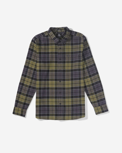 Men's Caden Plaid Long Sleeve Shirt Dark Olive - Volcom
