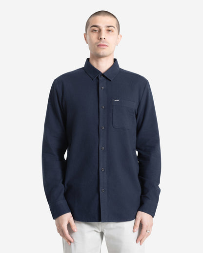 Men's Caden Solid Long Sleeve Shirt Navy - Volcom