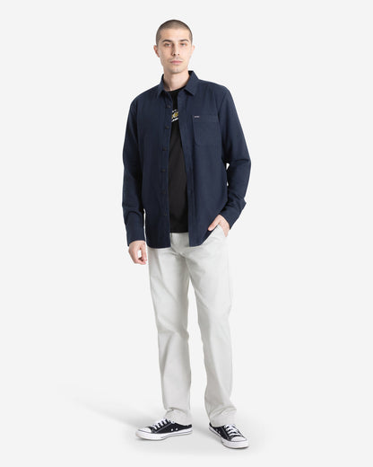 Men's Caden Solid Long Sleeve Shirt Navy - Volcom