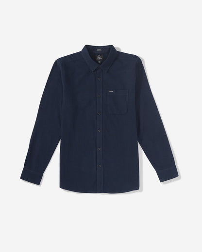Men's Caden Solid Long Sleeve Shirt Navy - Volcom