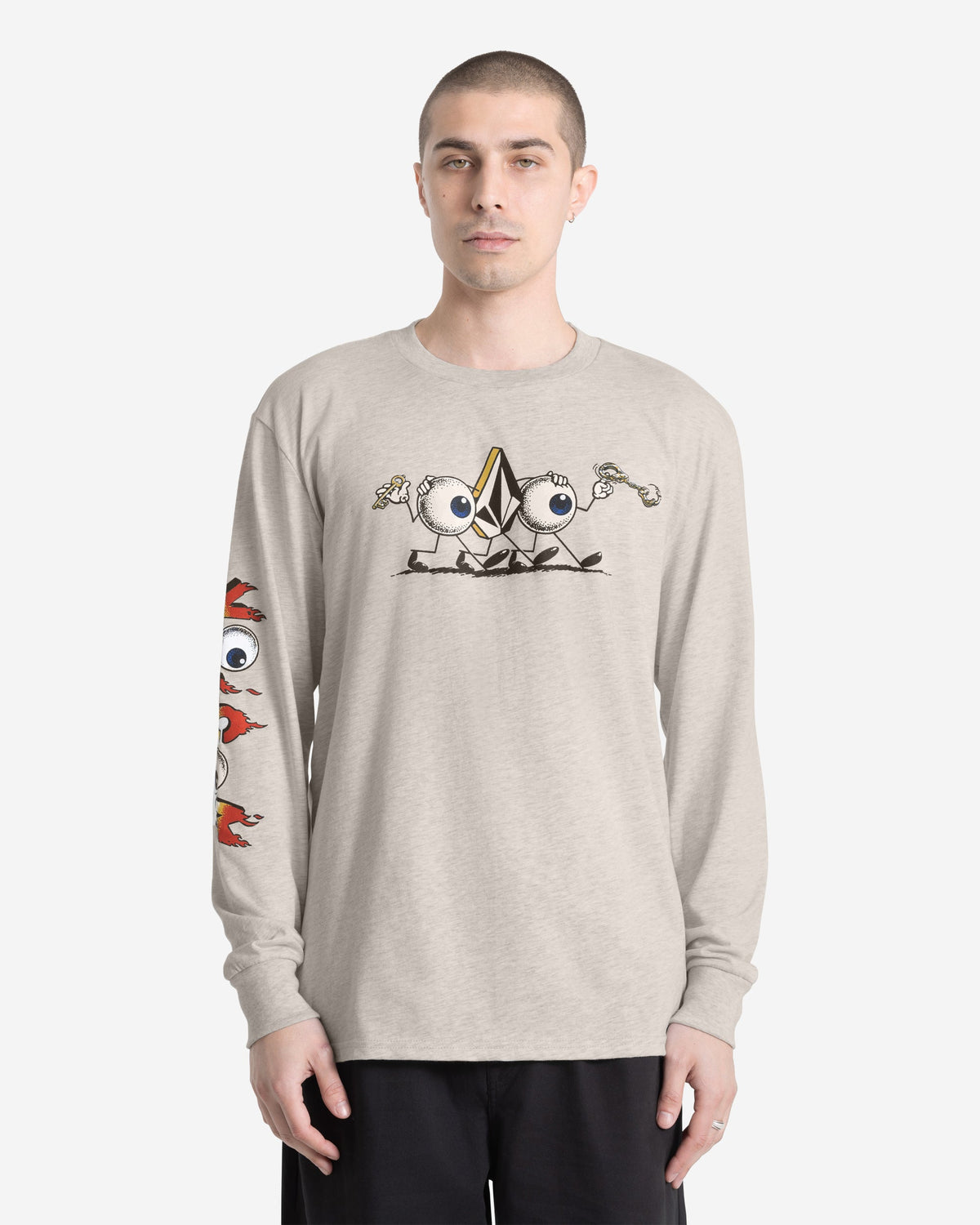 Men's Featured Artist Daniel Shepard Budz Long Sleeve Tee Stone Heather - Volcom