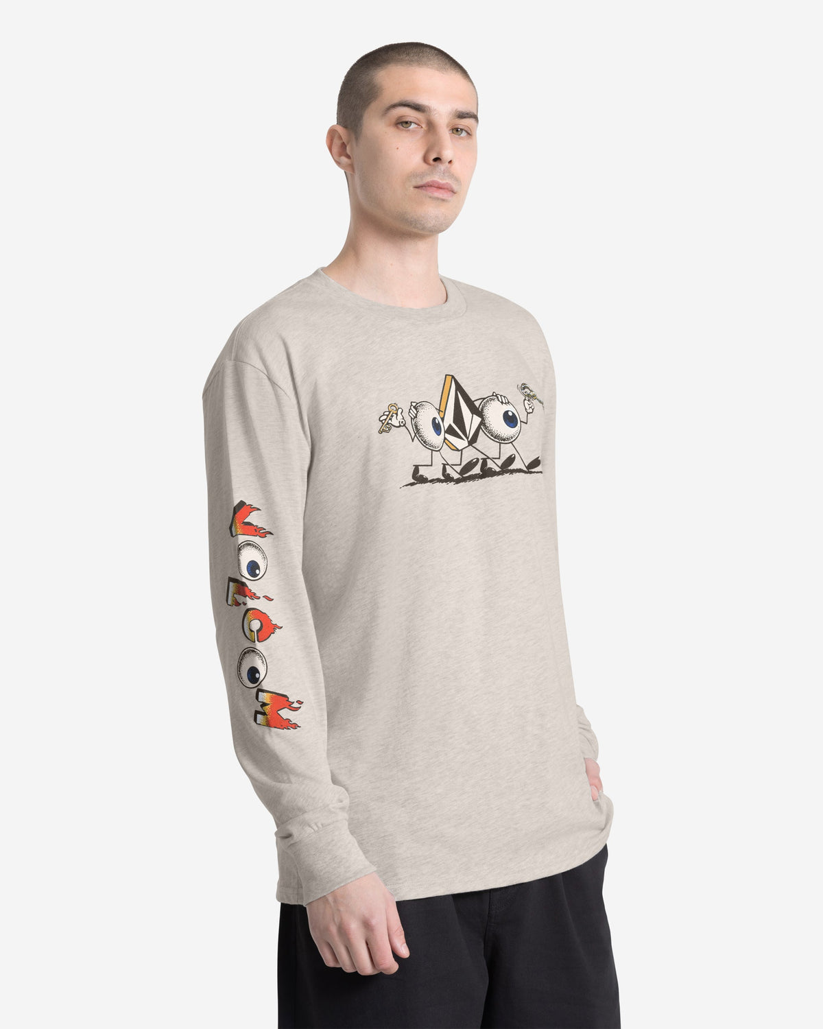 Men's Featured Artist Daniel Shepard Budz Long Sleeve Tee Stone Heather - Volcom
