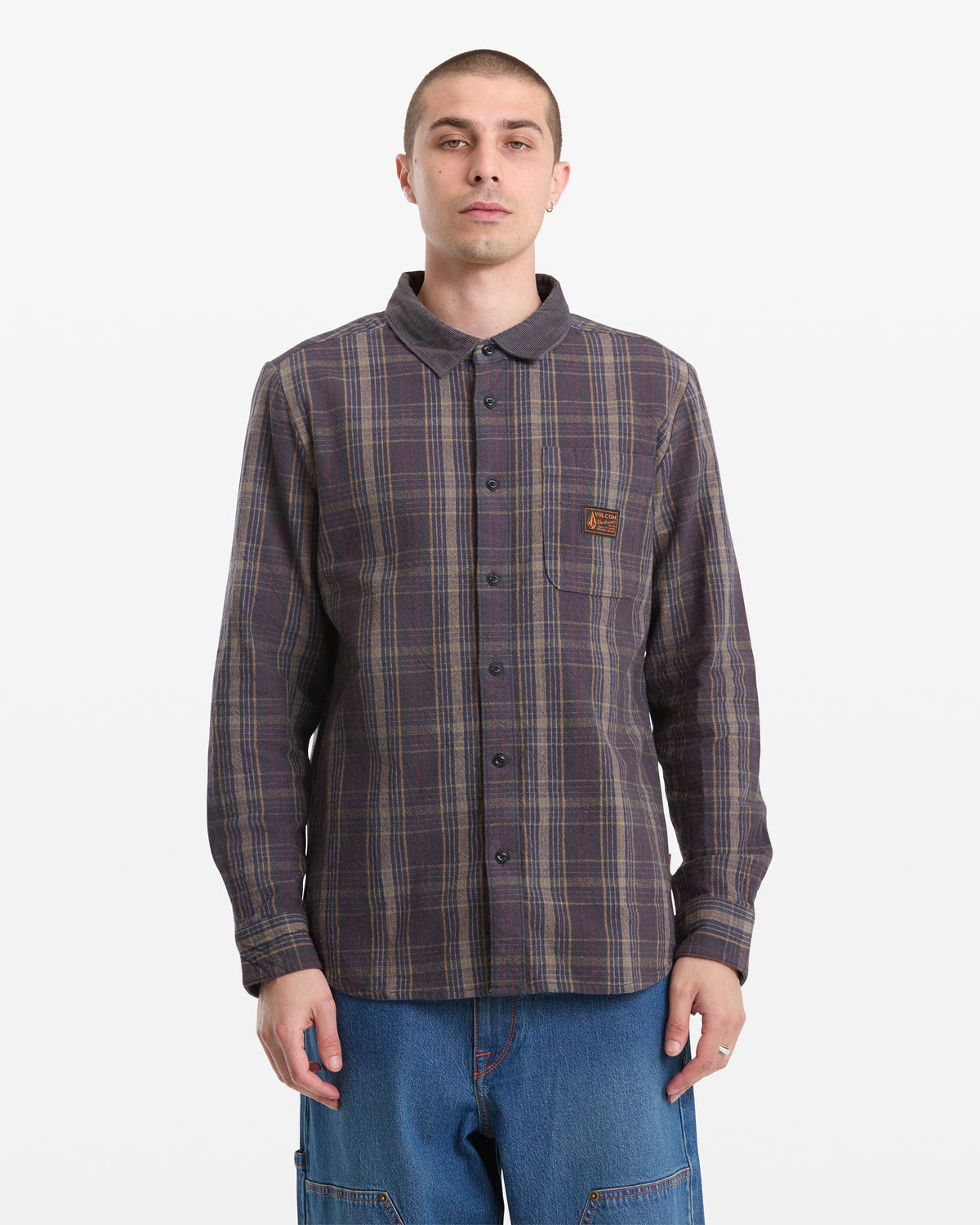 Men's Stonevise Plaid Long Sleeve Asphalt Black - Volcom