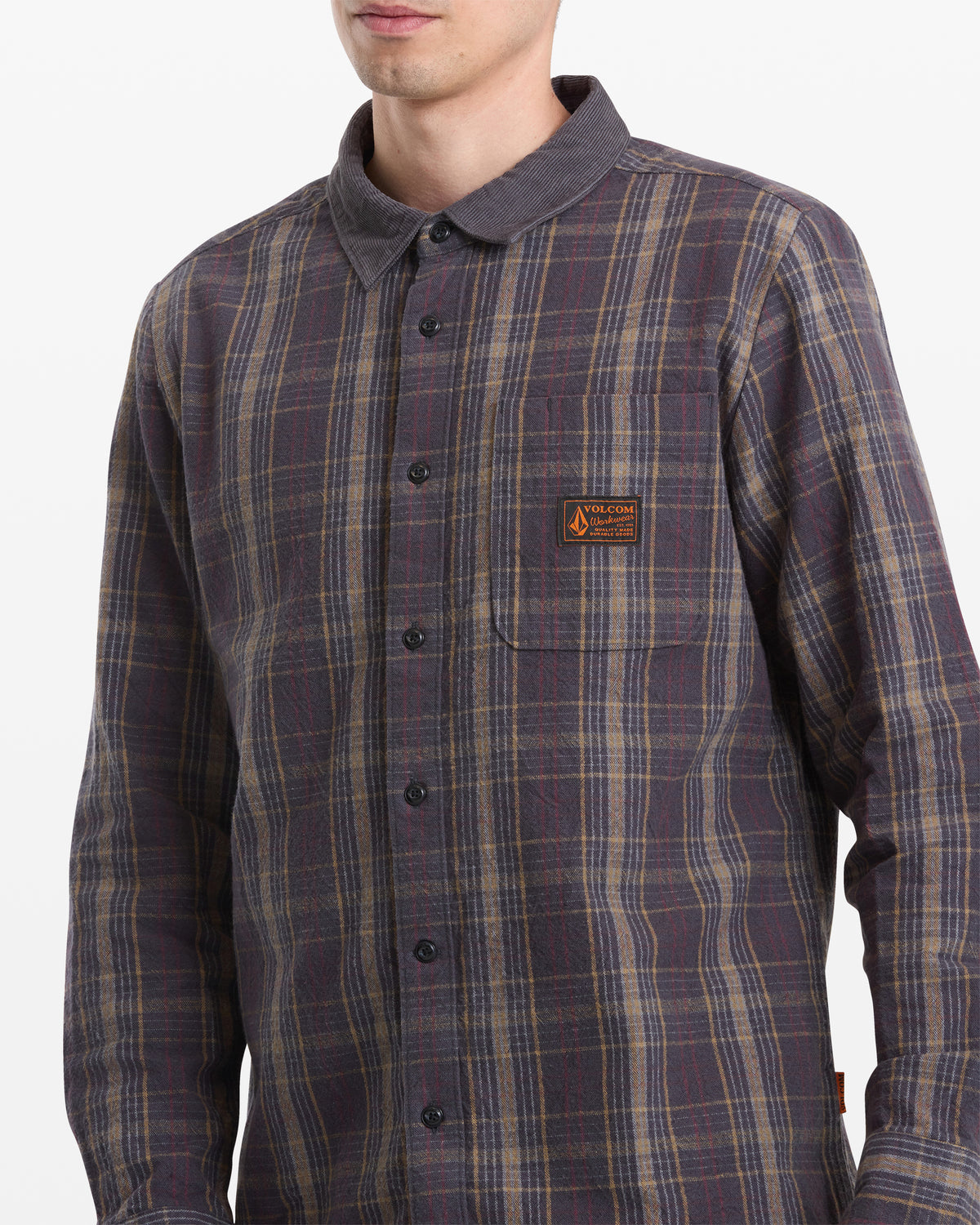 Men's Stonevise Plaid Long Sleeve Asphalt Black - Volcom