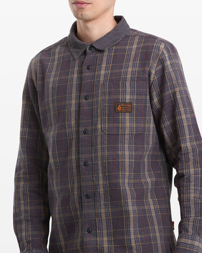 Men's Stonevise Plaid Long Sleeve Asphalt Black - Volcom