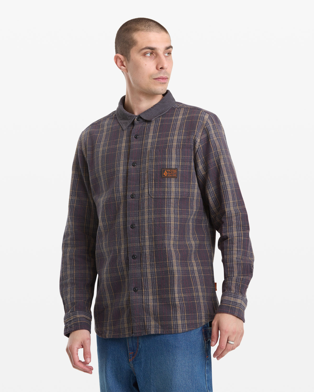 Men's Stonevise Plaid Long Sleeve Asphalt Black - Volcom