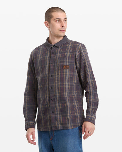 Men's Stonevise Plaid Long Sleeve Asphalt Black - Volcom