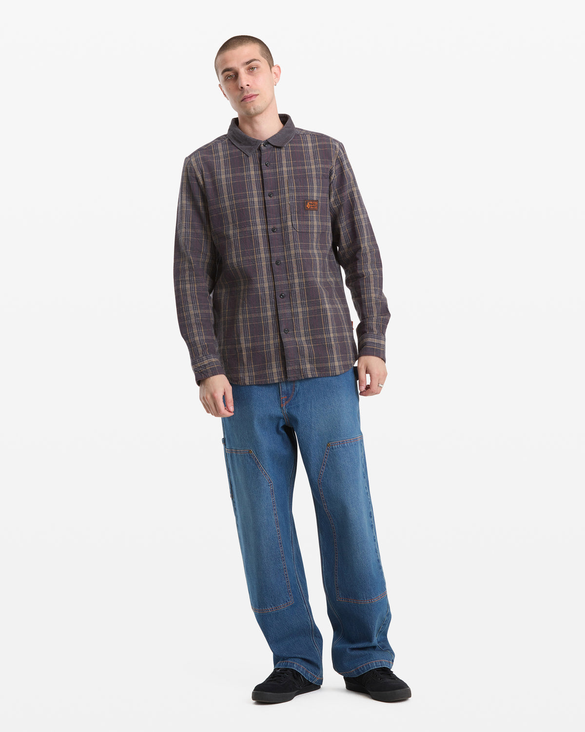 Men's Stonevise Plaid Long Sleeve Asphalt Black - Volcom