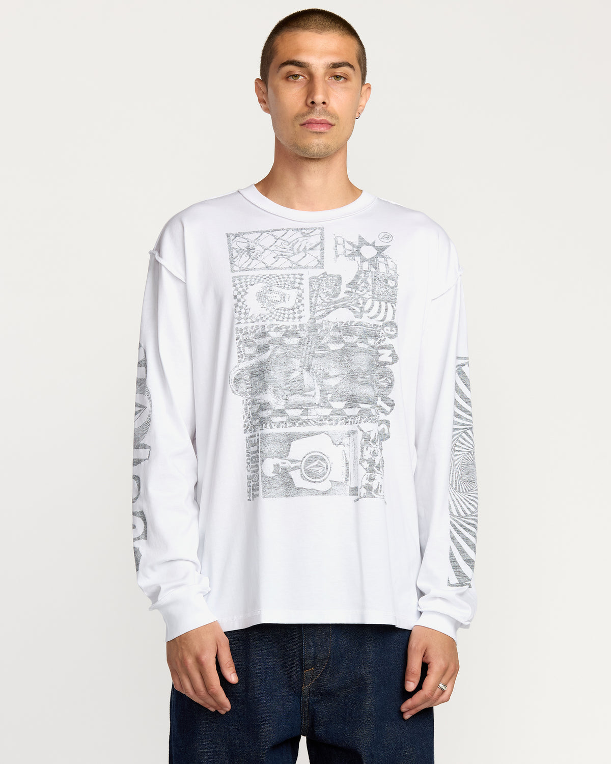 Men's Povj Long Sleeve Tee White - Volcom