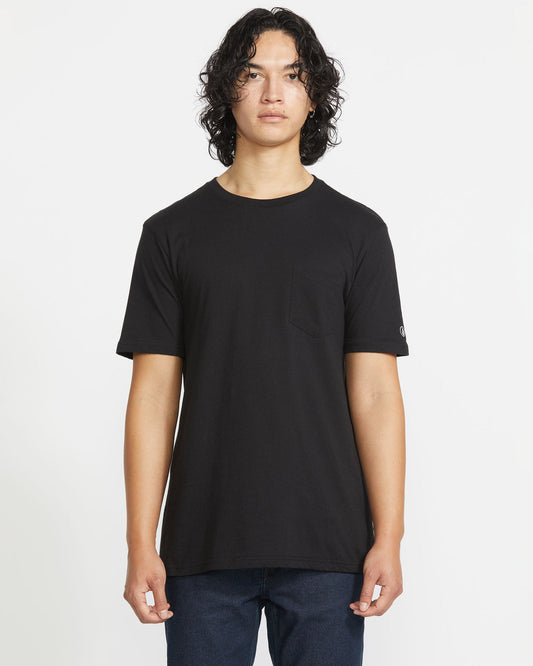 Men's Solid Short Sleeve Shirt Pocket Tee Black - Volcom