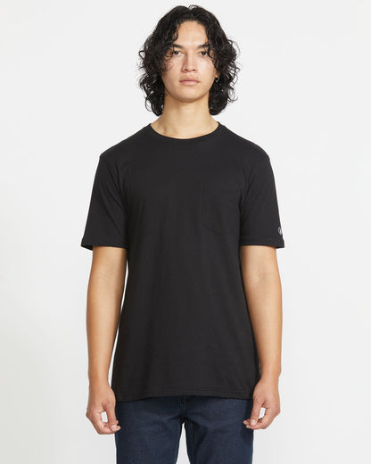 Men's Solid Short Sleeve Shirt Pocket Tee Black - Volcom